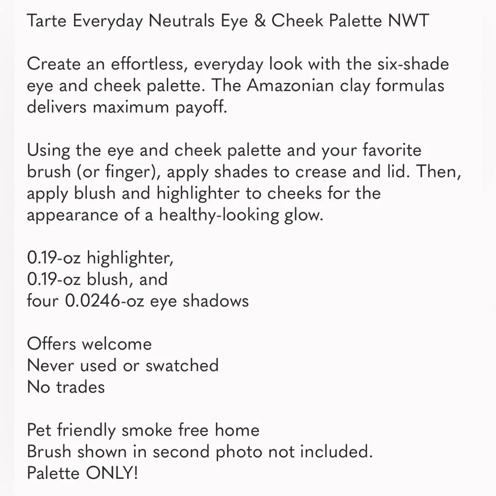 Tarte Everyday Neutrals Eye & Cheek Palette NWT
